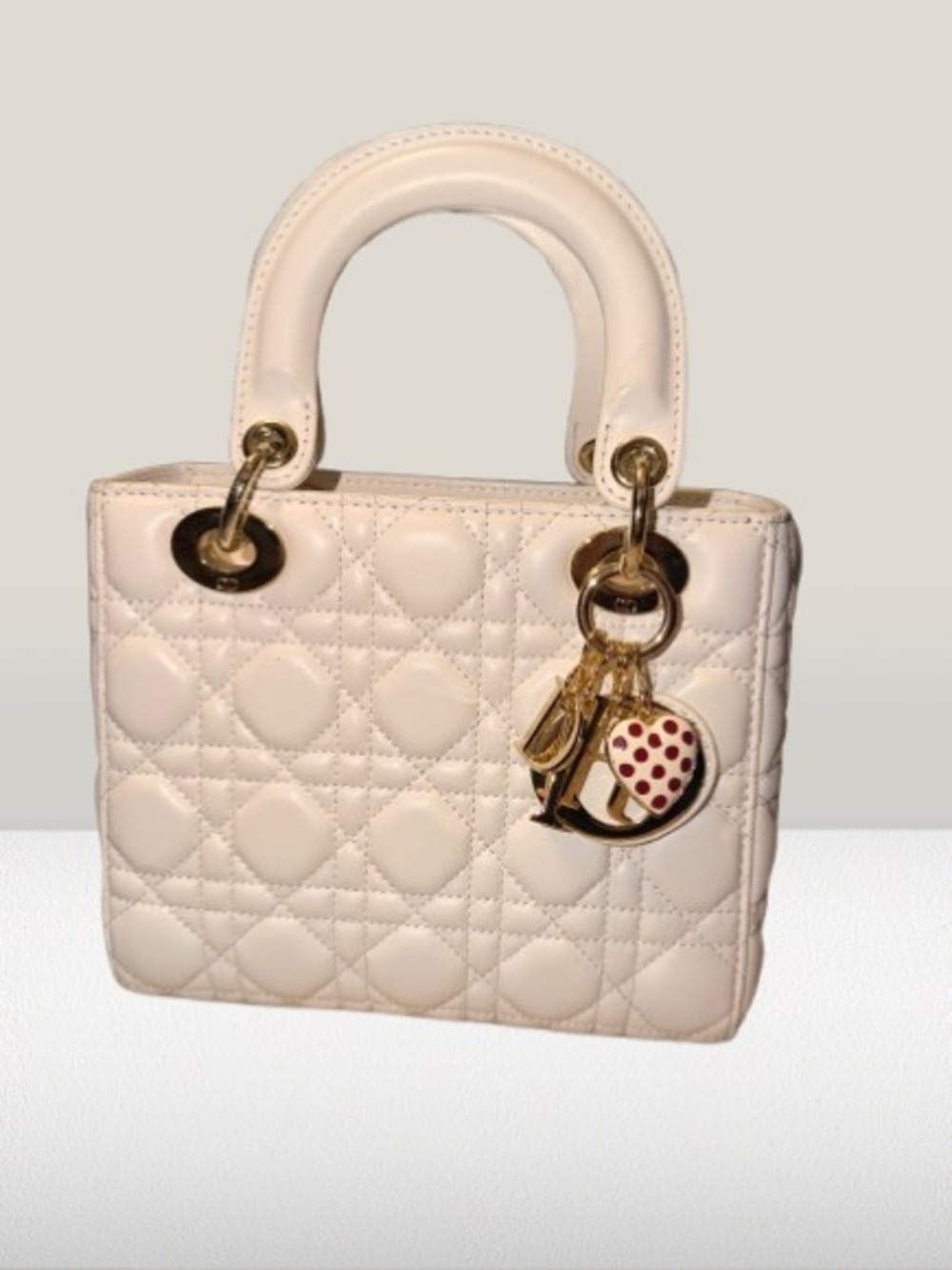 White Quilted Dior Lady Dior Bag with Gold Hardware